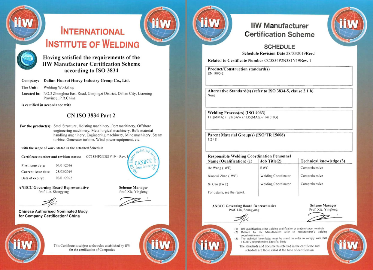 國際焊接體系認證證書